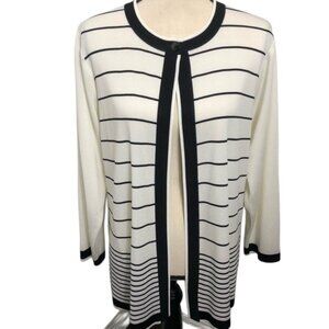 Misook Black and White Striped Cardigan  Medium P
